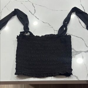 Black Smocked Women's Top